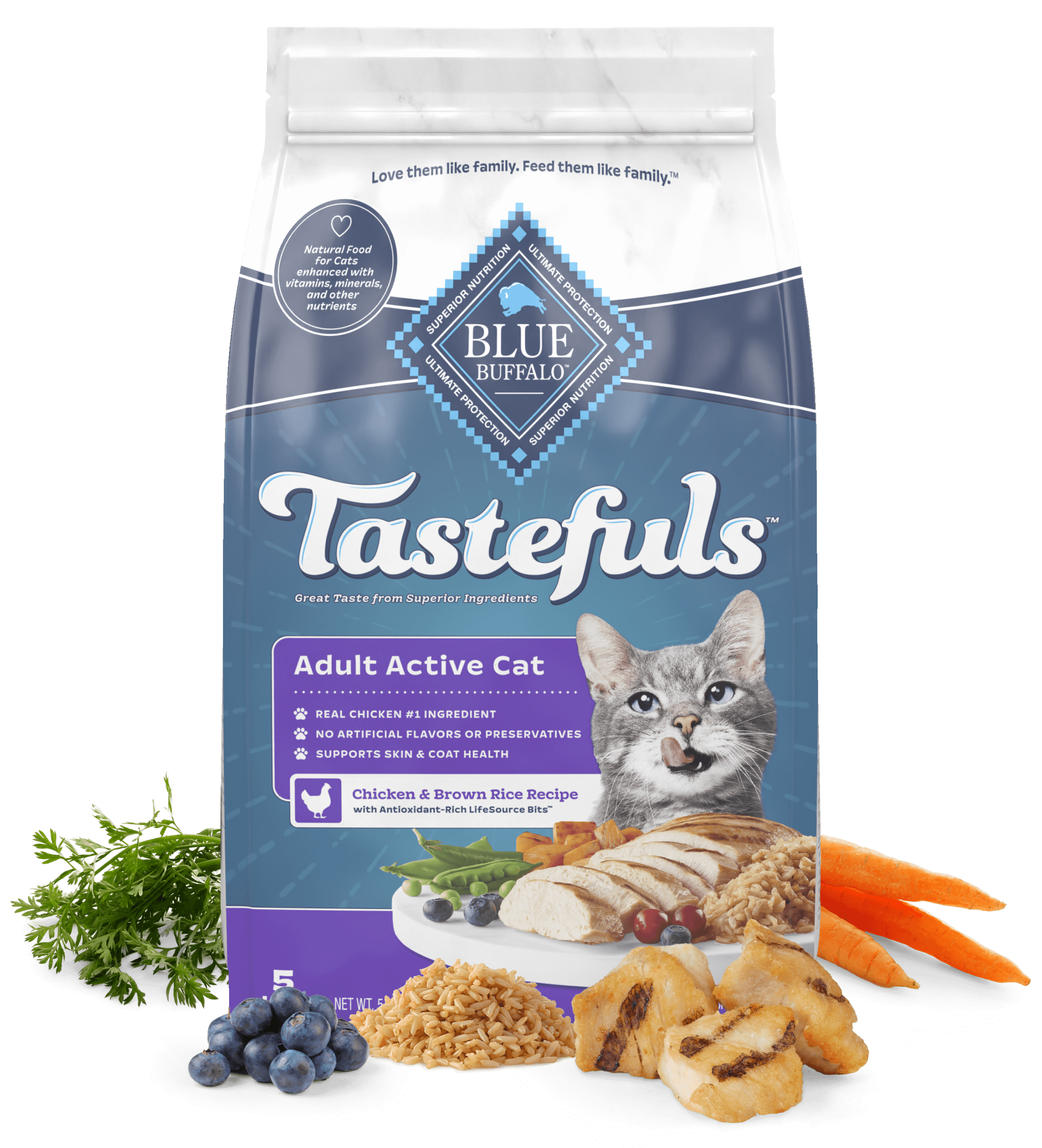 BLUE Tastefuls Adult Active Cat Chicken & Brown Rice Recipe