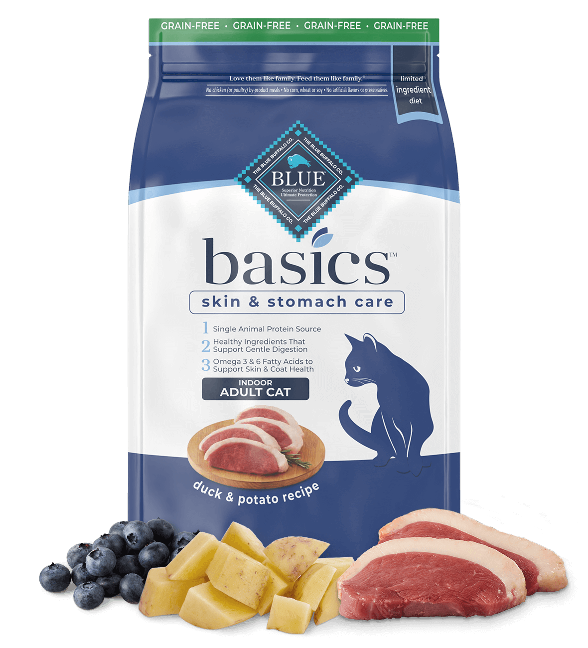 BLUE Basics Dry Cat Food Grain-Free Duck & Potato Recipe