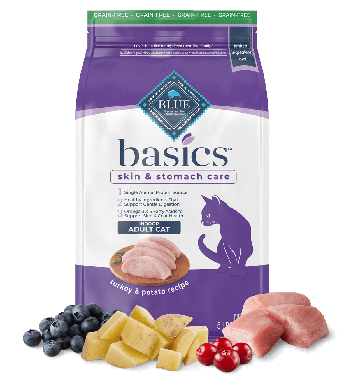 BLUE Basics Dry Cat Food Grain-Free Indoor Turkey & Potato Recipe