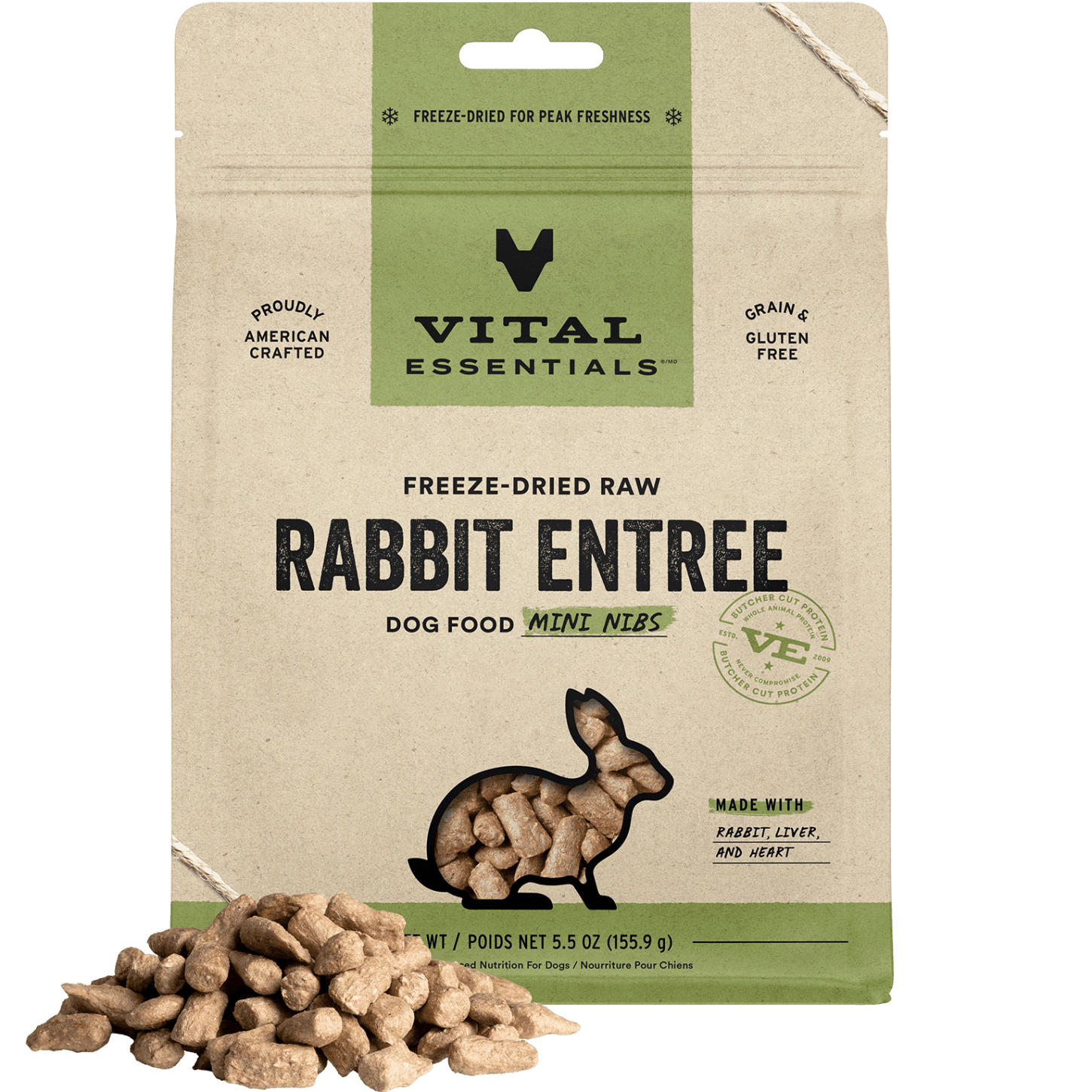 Freeze-Dried Rabbit Entree Dog Food Mini Nibs