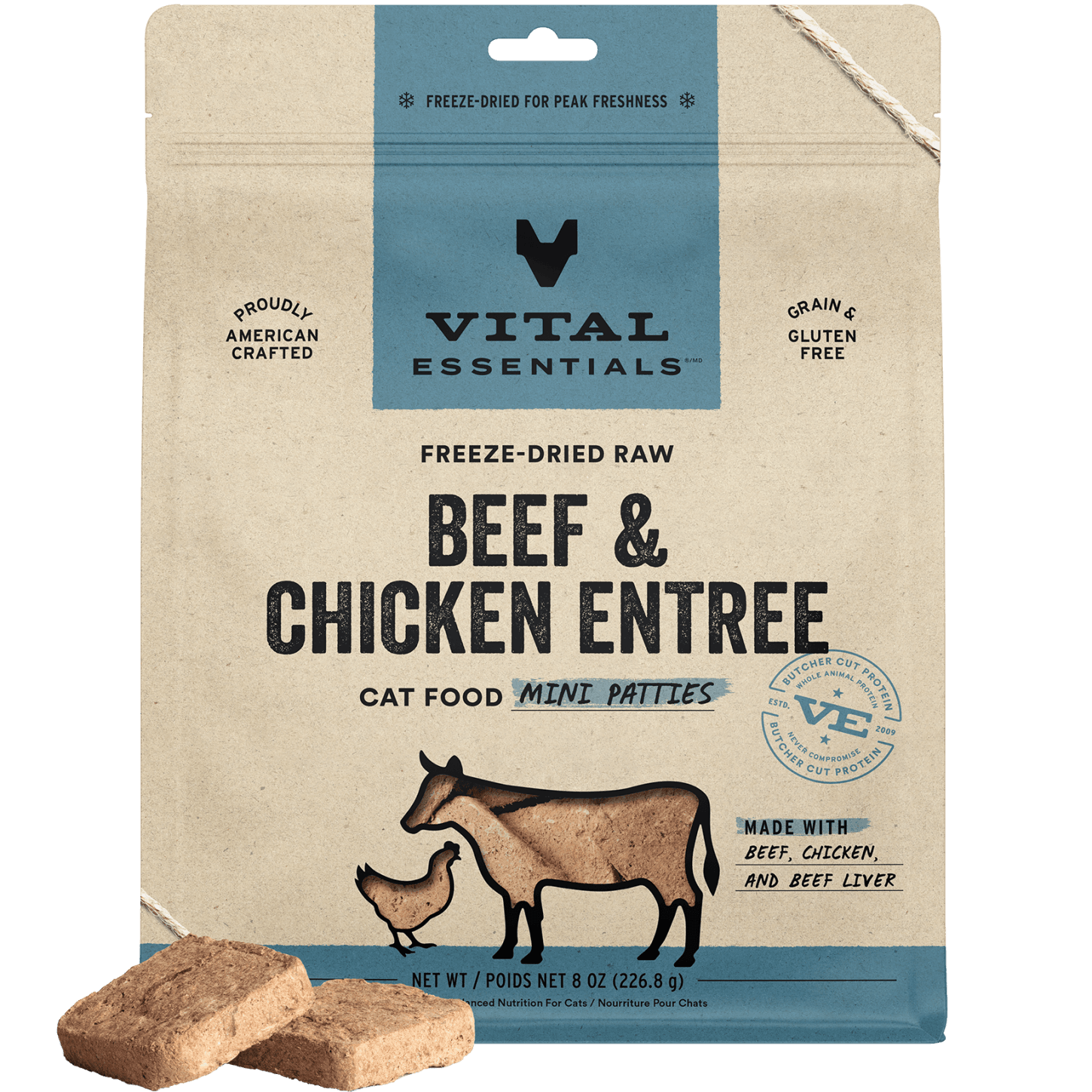 Freeze-Dried Beef & Chicken Entree Cat Food Mini Patties