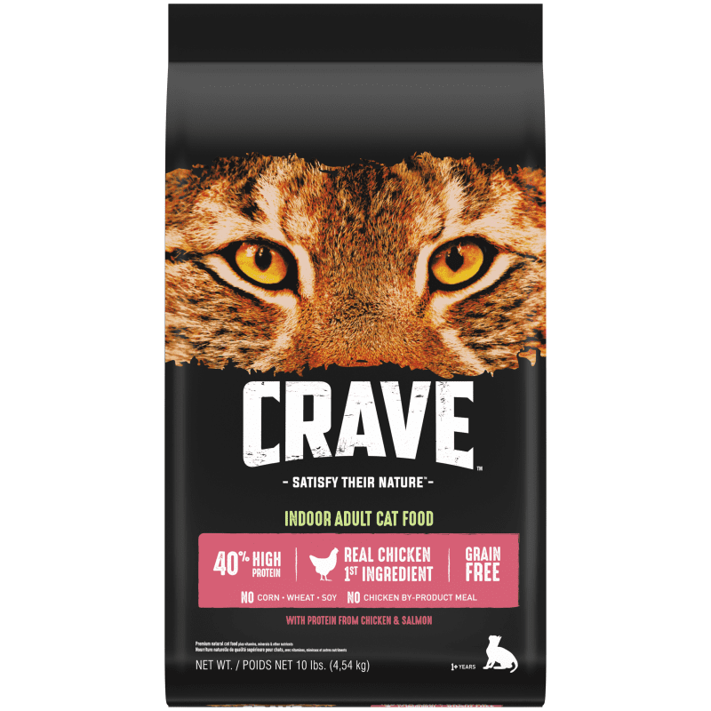 CRAVE Chicken & Salmon Recipe High Protein Grain-Free Indoor Dry Cat Food – Crave