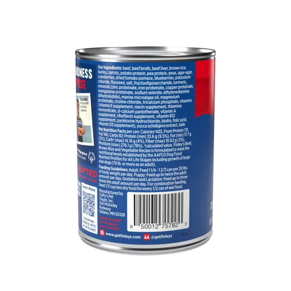 Finleys Beef, Brown Rice & Vegetable Wet Dog Food